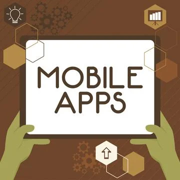 Writing displaying text Mobile Apps. Conceptual photo a software application 库存插图