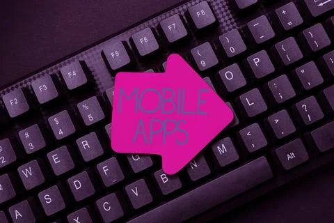 Writing displaying text Mobile Apps. Business showcase a software application 스톡 사진