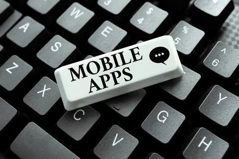 Writing displaying text Mobile Apps. Word Written on a software application 스톡 사진