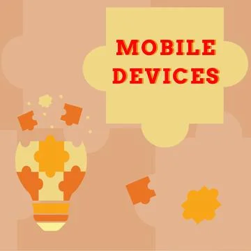 Writing displaying text Mobile Devices. Business showcase A portable computing 库存插图