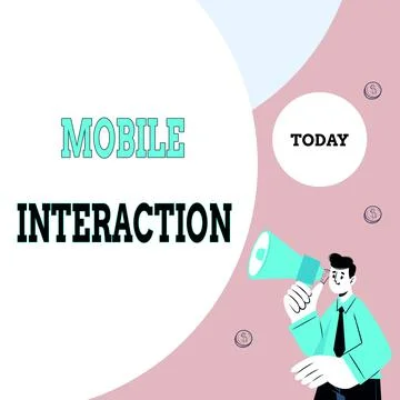 Writing displaying text Mobile Interaction. Business concept the interaction Illustrazione stock