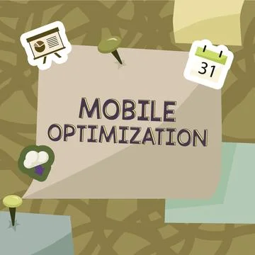 Writing displaying text Mobile Optimization. Business concept Site Content Stockillustratie