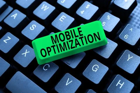 Writing displaying text Mobile Optimization. Concept meaning Site Content Stock Photos