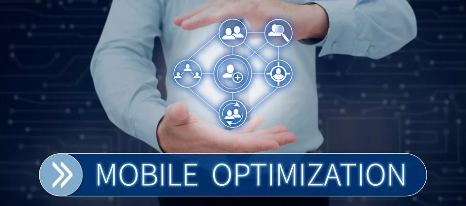 Writing displaying text Mobile Optimization. Word Written on Site Content Stock Photos