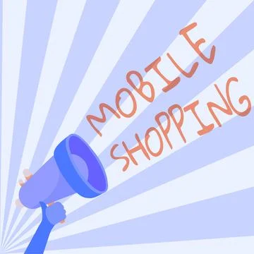 Writing displaying text Mobile Shopping. Business overview Buying and selling of Stock Illustration