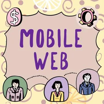 Writing displaying text Mobile Web. Internet Concept browser-based internet Illustrazione stock