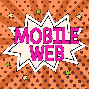 Writing displaying text Mobile Web. Word for browser-based internet services 스톡 일러스트