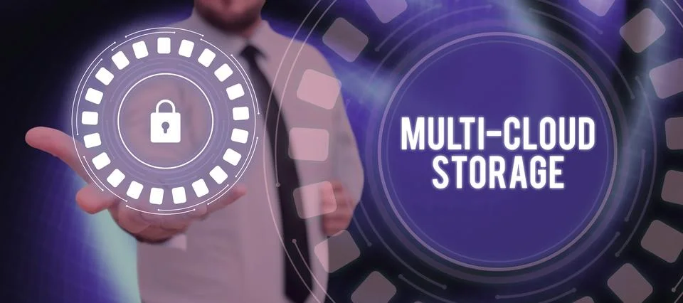 Writing displaying text Multi Cloud Storage. Conceptual photo use of multiple Foto stock