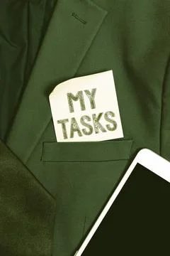 Writing displaying text My Tasks. Conceptual photo assigned piece of work often 库存照片