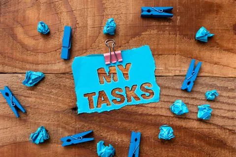 Writing displaying text My Tasks. Business approach assigned piece of work often 库存照片