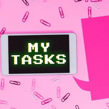 Writing displaying text My Tasks. Concept meaning assigned piece of work often Foto stock