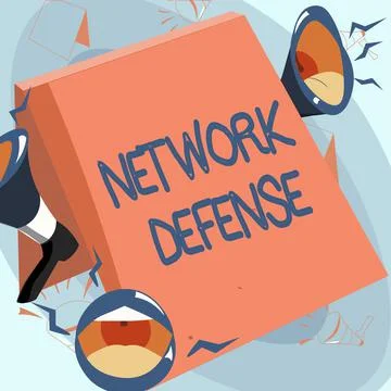 Writing displaying text Network Defense. Business idea easures to protect and Stock Illustration