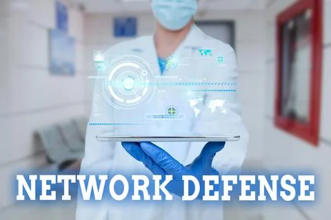 Writing displaying text Network Defense. Concept meaning easures to protect and 写真素材