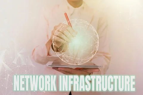 Writing displaying text Network Infrastructure. Concept meaning Hardware and Stock Photos