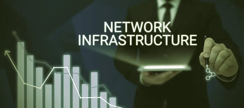 Writing displaying text Network Infrastructure. Word for Hardware and Software Stock Photos
