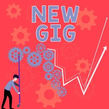 Writing displaying text New Gig. Business approach able to get regular work in Stock Illustration