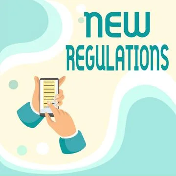 Writing displaying text New Regulations. Internet Concept Regulation controlling Ilustración de archivo