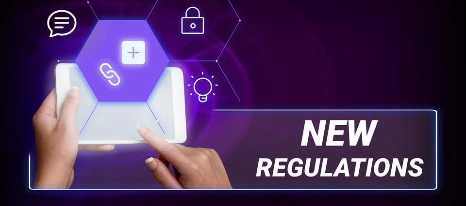 Writing displaying text New Regulations. Concept meaning Regulation controlling Stock Photos