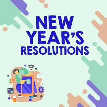 Writing displaying text New Year S Resolutions. Business idea reflection of 스톡 일러스트