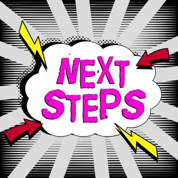 Writing displaying text Next Steps. Word Written on numper of process going to Stock Illustration