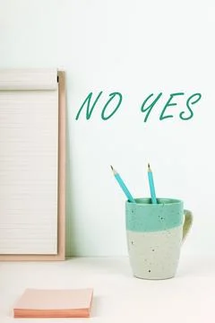 Writing displaying text No Yes. Business overview Answering question using these Stock Photos