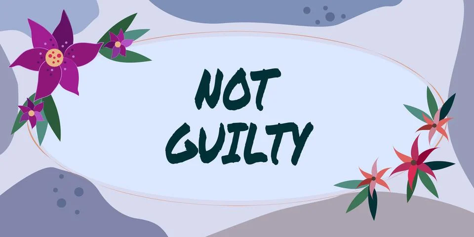 Writing displaying text Not Guilty. Word for someone is innocent didnt commit Stock-Illustration