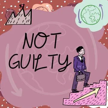 Writing displaying text Not Guilty. Word Written on someone is innocent didnt Stock-Illustration