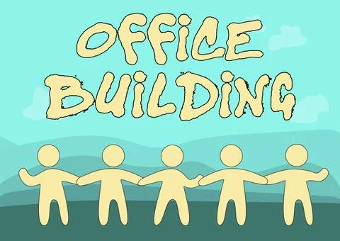 Writing displaying text Office Building. Conceptual photo Commercial buildings Ilustración de archivo