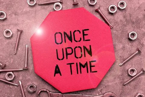 Writing displaying text Once Upon A Time. Concept meaning telling story Stock Photos