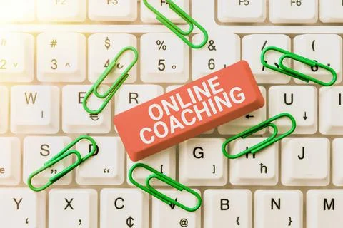 Writing displaying text Online CoachingLearning from online and internet with Fotos de archivo