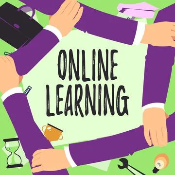 Writing displaying text Online Learning. Word Written on Larning with the Stockillustratie