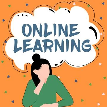 Writing displaying text Online Learning. Word for Larning with the assistance of Illustrazione stock