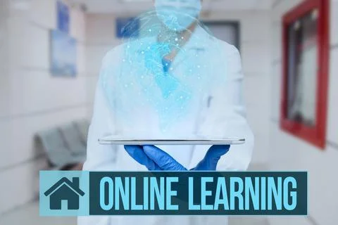 Writing displaying text Online Learning. Business overview Larning with the Foto stock