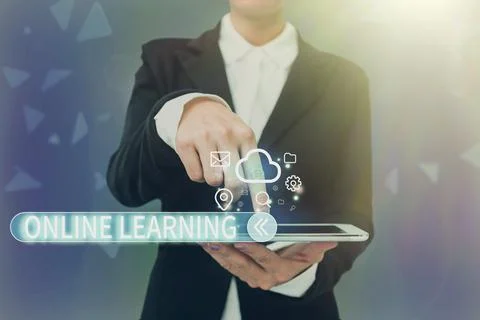 Writing displaying text Online Learning. Business overview Larning with the 写真素材