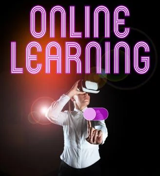 Writing displaying text Online Learning. Conceptual photo Larning with the 写真素材