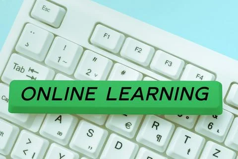 Writing displaying text Online Learning. Business approach Larning with the Fotos de archivo