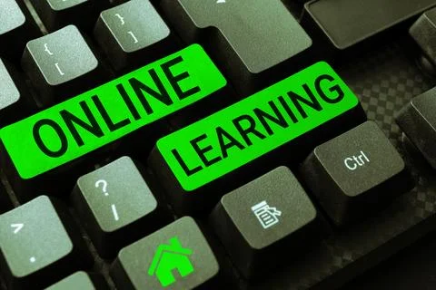 Writing displaying text Online Learning. Concept meaning Larning with the Stock-Fotos