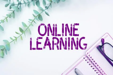 Writing displaying text Online Learning. Business overview Larning with the Stock-Fotos