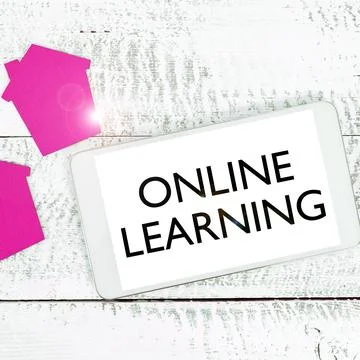Writing displaying text Online Learning. Conceptual photo Larning with the Stock-Fotos