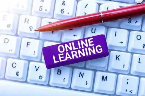Writing displaying text Online LearningLarning with the assistance of the 写真素材