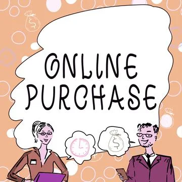 Writing displaying text Online Purchase. Business approach Purchases electronic Stock Illustration