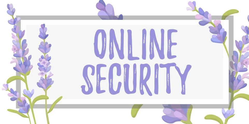 Writing displaying text Online Securityrules to protect against attacks over the Ilustração Stock