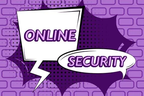 Writing displaying text Online Securityrules to protect against attacks over the Ilustração Stock