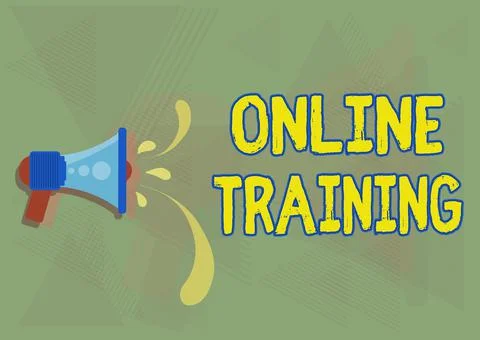 Writing displaying text Online Training. Conceptual photo Take the education Stock Illustration