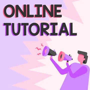 Writing displaying text Online Tutorial. Word for process of tutoring in an Illustrazione stock