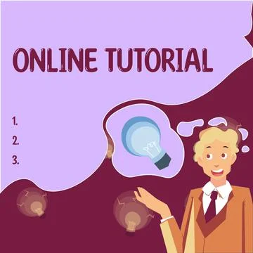 Writing displaying text Online Tutorial. Word for process of tutoring in an Illustrazione stock