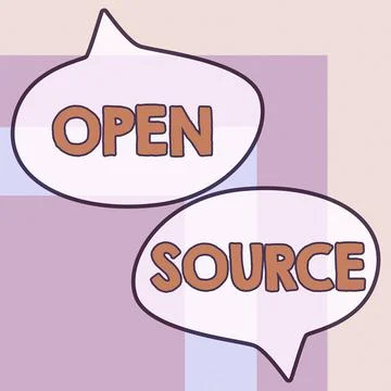 Writing displaying text Open Source. Word for contains the source code that can Stock Illustration