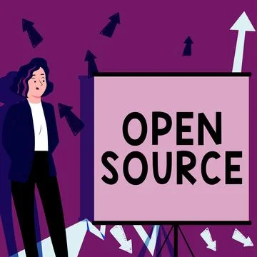 Writing displaying text Open Source. Concept meaning denoting software which Stock Illustration