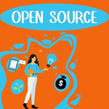 Writing displaying text Open Source. Business idea denoting software which Stock Illustration