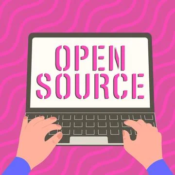 Writing displaying text Open Source. Business concept denoting software which 스톡 일러스트